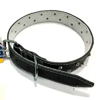 Zgarda din piele, neagra, cu tinte, 30 mm x 640 mm