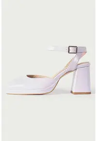 Pantofi Mary Jane din piele cu toc si varf patrat - Violet deschis
