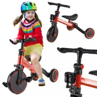 Tricicleta pentru copii Ikonka Trike Fix Red cu pedale, 3 in 1, ghidon si sa reglabile, cadru din otel, roti din spuma pentru copii cu varsta cuprinsa intre 1,5 si 4 ani si 30kg