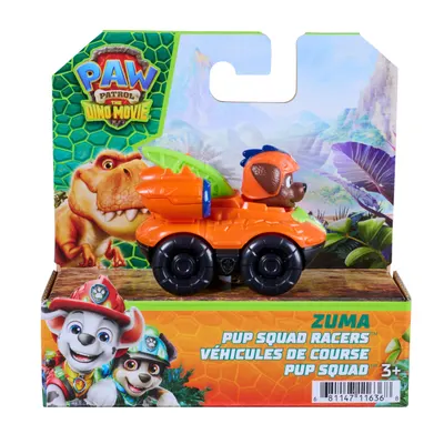 Mini vehicul cu figurina, Paw Patrol the Dino Movie, Pup Squad Racers, Zuma, 20157136