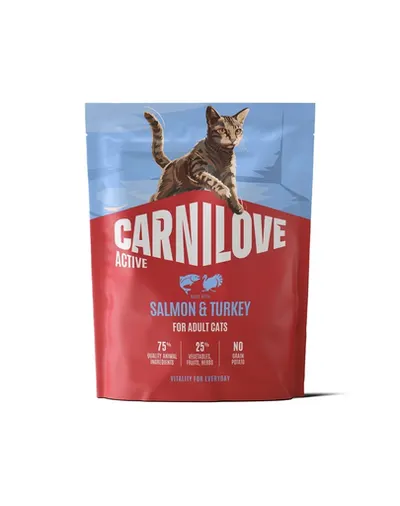 Hrană pisici adulte CARNILOVE Active Cat Salmon and Turkey Adult 400 g somon și curcan