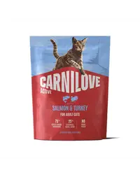 Hrană pisici adulte CARNILOVE Active Cat Salmon and Turkey Adult 400 g somon și curcan