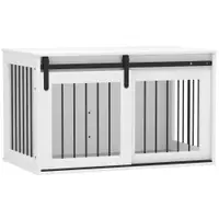 PawHut Cușcă pentru câini cu ușă glisantă, ventilare, placaj și oțel, 98 x 58 x 61 cm, Nuc | Aosom Romania