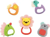 Set jucării pentru dentiție de bebeluși Hola Toys - Forest Baby, 5 buc