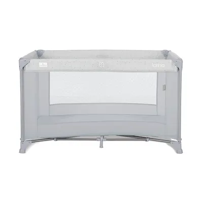 Patut pliabil pentru copii Lorelli Torino Grey cu saltea inclusa si usa laterala cu fermoar