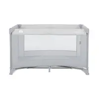 Patut pliabil pentru copii Lorelli Torino Grey cu saltea inclusa si usa laterala cu fermoar
