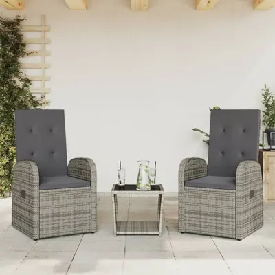 Gossi set mobilier de gradina cu perne, 3 piese, gri, poliratan