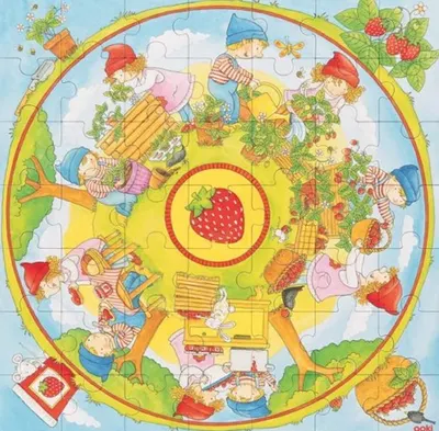 Puzzle din lemn Goki - Capsune, XXL