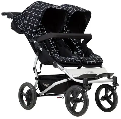 Cărucior pentru gemeni Mountain Buggy - Duet V3, alb-negru