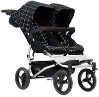 Cărucior pentru gemeni Mountain Buggy - Duet V3, alb-negru