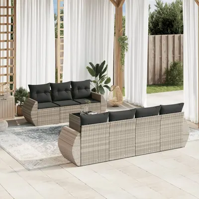 Gossi set mobilier de gradina cu perne, 8 piese gri deschis poliratan