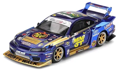 Model colecționar Mini GT Mașini de curse - Nissan LB-Super Silhouette S15 SILVIA #555 Team MINI GT Liberty Walk Formula Drift Halloween Special 2025 (RHD)
