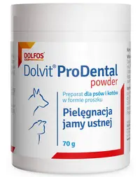 Pudră igienă orală câini și pisici cu halenă și placă dentară DOLFOS Dolvit ProDental 70 g