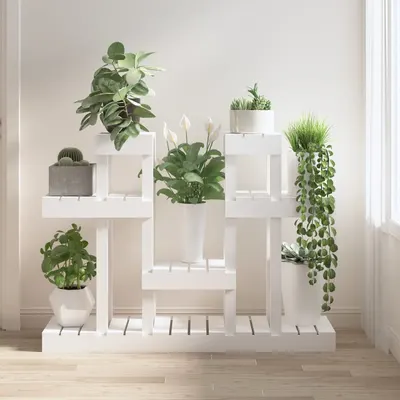 Gossi suport pentru plante, alb, 104,5x25x77,5 cm, lemn masiv de pin