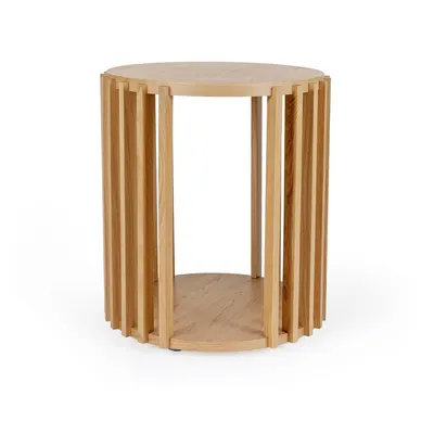 Măsuță auxiliară din lemn de stejar Woodman Drum, ø 53 cm
