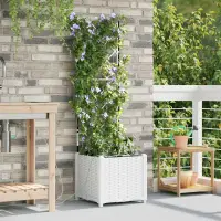 vidaXL Vază pentru Grădină Alb 40 x 40 x 142 cm PP
