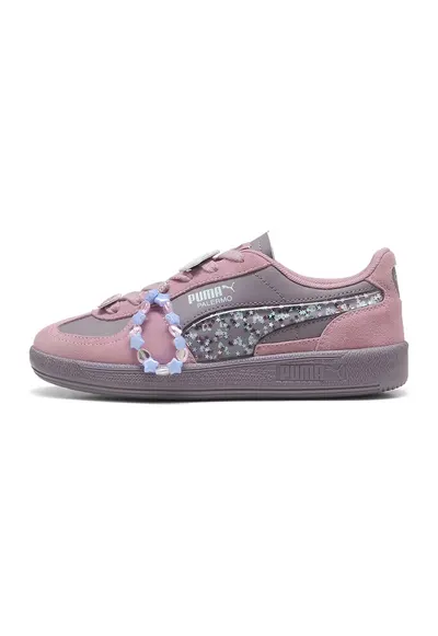 Pantofi sport de piele intoarsa cu imprimeu Hello Kitty si accesoriu bratara - Gri deschis/Roz somon