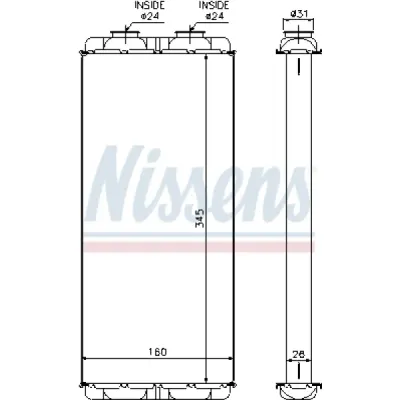 Schimbator caldura, incalzire habitaclu NISSENS 72048