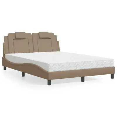 vidaXL Pat, Viana, cu saltea, cappuccino, 120x200cm piele ecologică