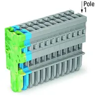 1-conductor female plug; 4 mm²; 14-pole; 4,00 mm²; green-yellow, blue, gray