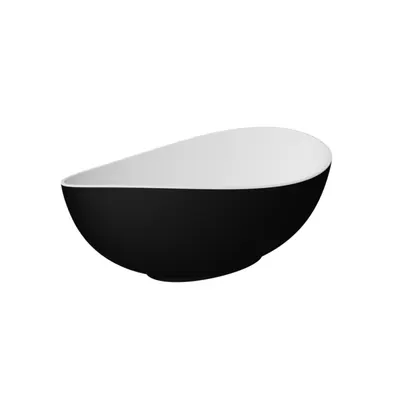 Cada baie freestanding din compozit, negru alb mat, Besco Siya, 172x100 cm