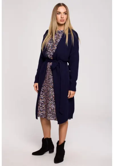Cardigan cu cordon - - Bleumarin