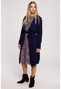Cardigan cu cordon - - Bleumarin