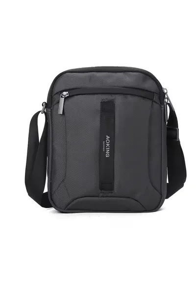 Geanta crossbody unisex cu buzunare cu fermoar - Gri
