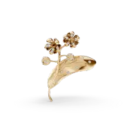 Brosa floare de tei din aur galben cu diamante de 0.2ct
