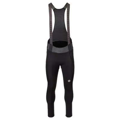 Pantaloni cu bretele ciclism Bărbați Performance negri cu piele de căprioară