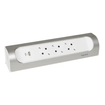 Prelungitor Schko 3x2p+t Usb A+c Cablat Aluminiu Vopsit Alb
