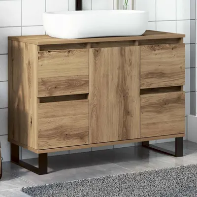 vidaXL Dulap chiuvetă baie stejar artizanal 80x33x60 cm lemn prelucrat
