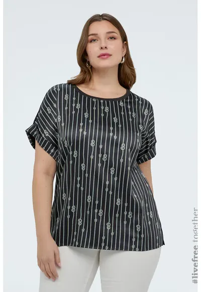 Tricou lejer cu dungi - Alb/Negru