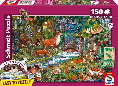 Puzzle pentru copii Schmidt din 150 piese - Animale în pădurile Europei