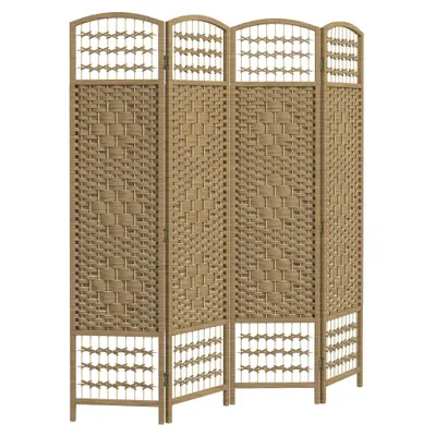 HOMCOM Paravan interior din lemn separator de cameră separator pliabil 4 panouri 160 x 170 cm lemn natural | Aosom Romania