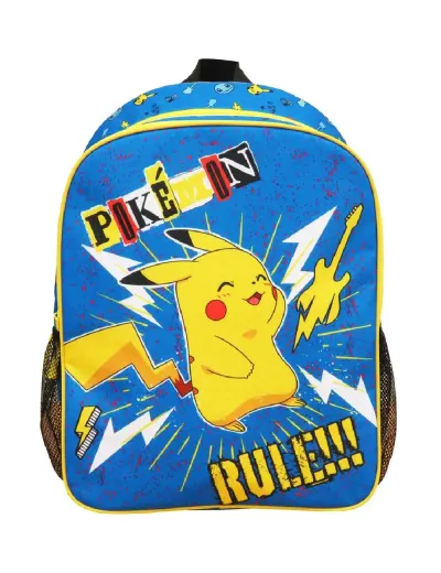 Ghiozdan cu doua compartimente si doua buzunare laterale, 40x30x12 cm, bretele ajustabile si intarite, multicolor, Pokemon Engros