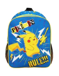 Ghiozdan cu doua compartimente si doua buzunare laterale, 40x30x12 cm, bretele ajustabile si intarite, multicolor, Pokemon Engros