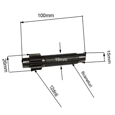 Ax canelat RURIS PS6500k-1-18, pentru motosapa Dac, Ruris, Zimbru, Gigant