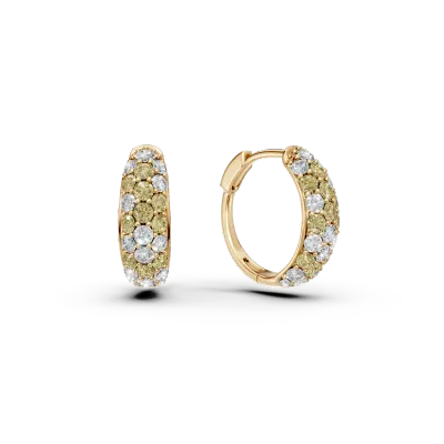 Cercei din aur galben cu diamante multicolore de 1.42ct