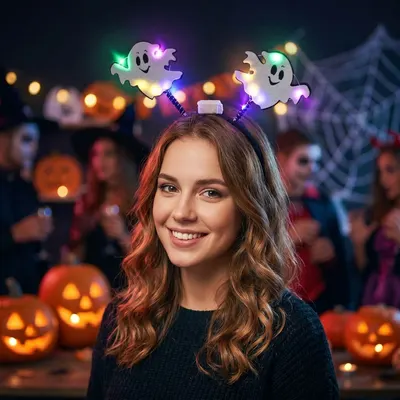 Coroniță de Halloween cu Fantome LED – Design Feeric și Misterios