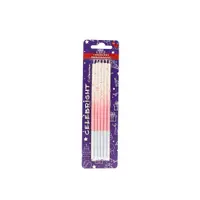 Set 6 lumânări pentru tort, Celebright, roz, degrade cu picățele, 15 cm