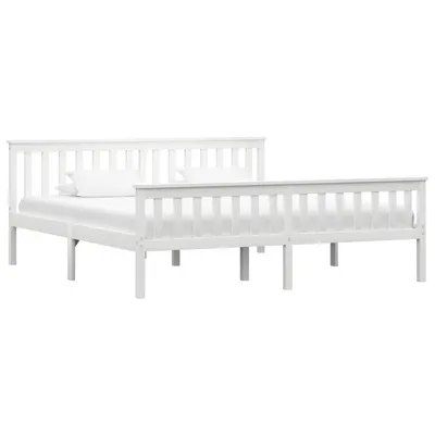 vidaXL Cadru de pat din lemn masiv de pin, alb, 180 x 200 cm