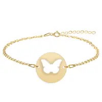 Lolo - Bratara argint 925 personalizata cu fluturas decupat din argint 925 placat cu aur galben 24K