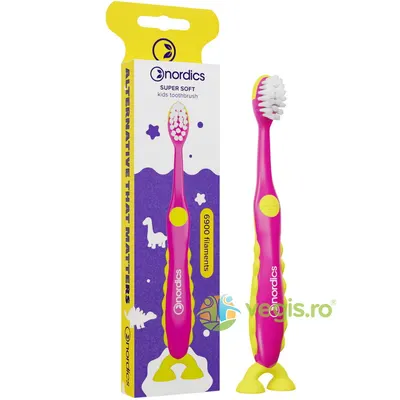 Periuta de Dinti Premium pentru Copii 6090 Filamente, Super Soft, Roz