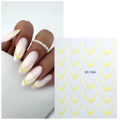 Abtibilduri unghii french Marquise, STICKER65, Galben