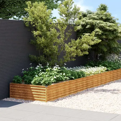 Gossi strat inaltat de gradina, 960x100x36 cm, otel corten