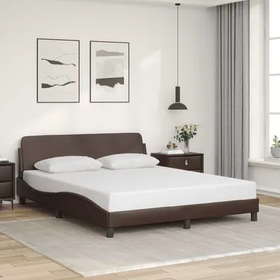 vidaXL Cadru de pat, Dover, maro, 160x200 cm, piele ecologică