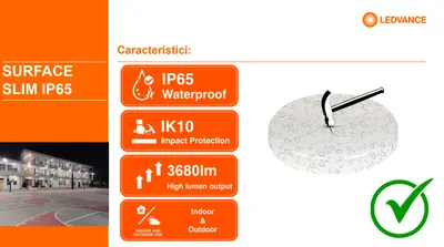 Plafoniera LED pentru baie cu senzor de miscare Ledvance SURFACE SLIM ROUND 200, 19W, 2000 lm, lumina neutra (4000K), IP65/IK10
