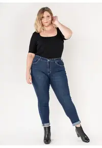 Blugi dama basic marimi mari albastri P608-9 M10 18761 - Albastru