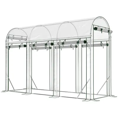 Outsunny Seră tip tunel pentru grădină 3 m², seră de grădină, cadru din oțel galvanizat, 8 uși rulante, 295x100x197cm, transparent | Aosom Romania